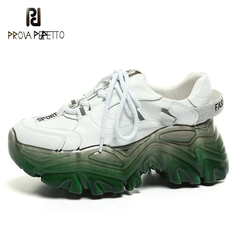 

Fall New White Shoes Round Head Hit Color Crystal Platform Platform Single Shoes Fashion Casual Lace-up High-heel Old Shoes