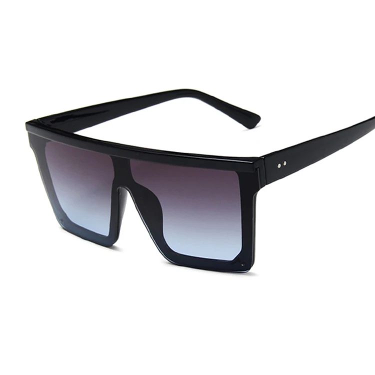Негабаритные Квадратные Солнцезащитные очки для женщин новые модные брендовые дизайнерские женские винтажные очки с крупной оправой для уличного Oculos UV400 - Цвет линз: BlackDoubleGray