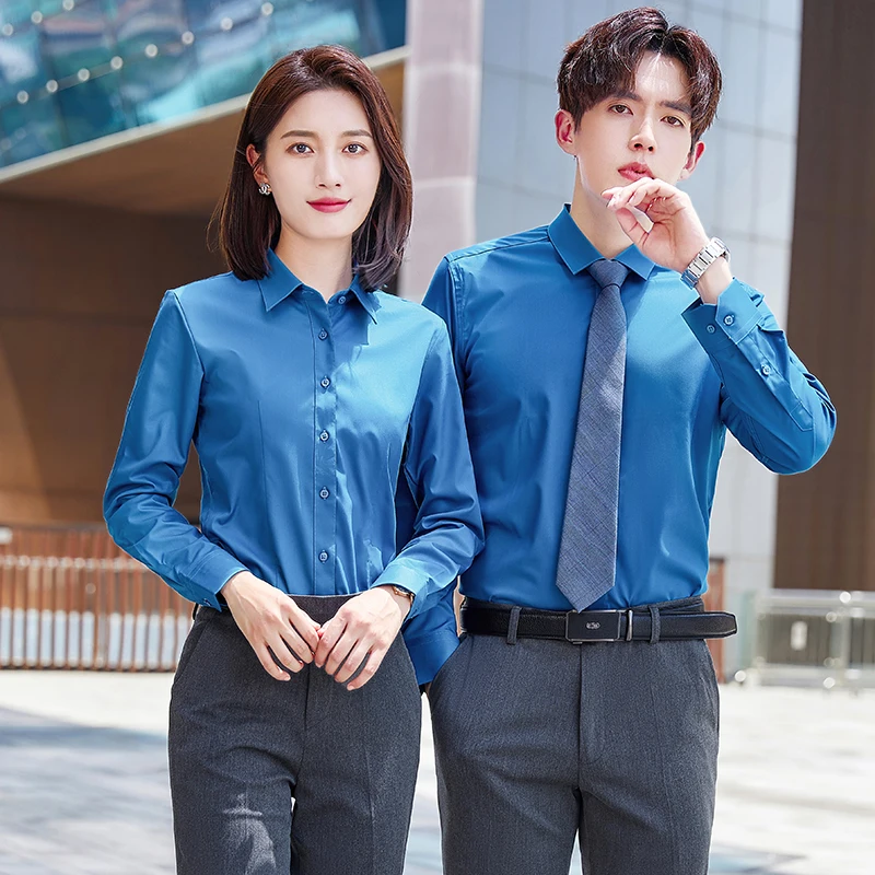 Mens Business Formal Shirt  Solid Cotton Fibre High Quality Long Sleeve for Dress Wear Office Team Work Career  Blouse Bulk Sale