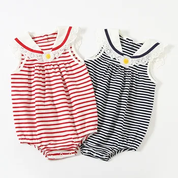 

Baby Stripes Embroidery Bodysuits 2020 Summer