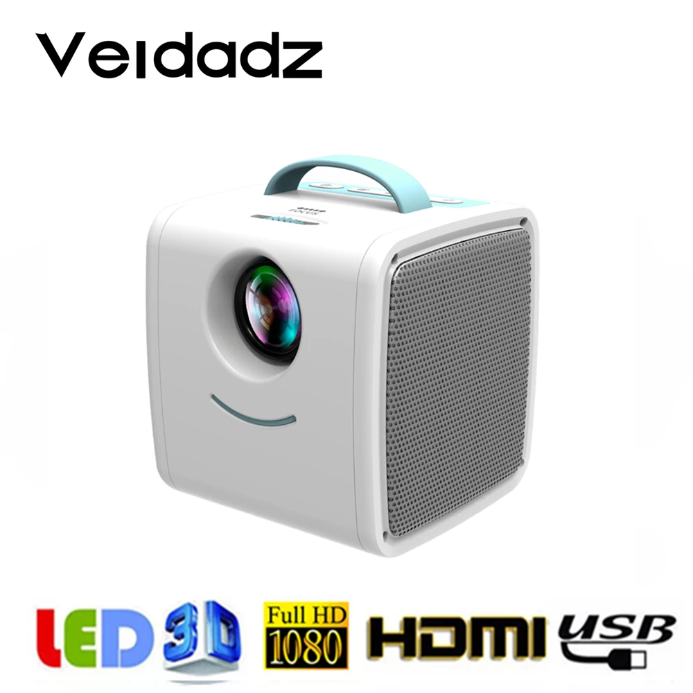 Портативный светодиодный проектор VEIDADZ Q2 мини 600 люмен поддержка 1080p FULL HD HDMI USB для