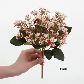 

8 Styles Artificial Decorations Fake flowers Gypsophila Eucalyptus With Green Leaves Rose Flores For Home Wedding Decoration