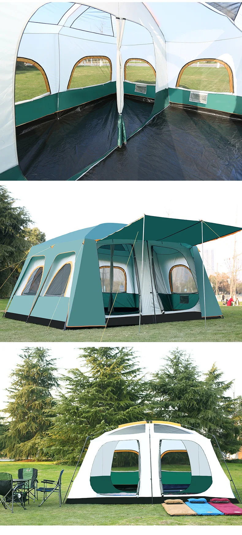 Free Boat Camel Two Bedroom And One Living Room Tent Outdoor Camping 6-8 People 10 People 12 People Two bedrooms And a Living Ro