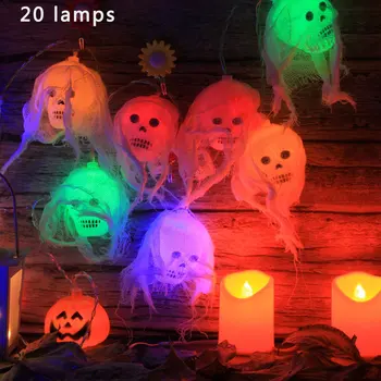 

Lantern 5m Water-proof Halloween Lights String Skull Light String Use Battery Decorative Atmosphere Mischief Props