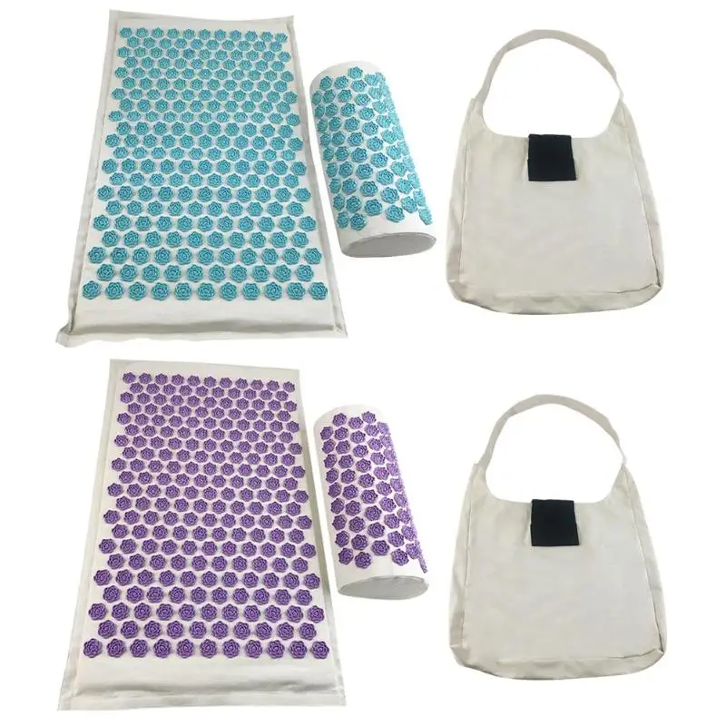 

New Lotus Acupressure Massage Mat Lotus Spike Yoga Mat Cushion Pillow Set Back Stress Pain Relief Relax Body Massage Mat