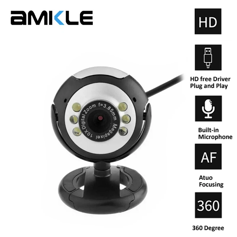 

HD USB Webcam 16 megapixel Camera with Mic Night Vision Web Cam For PC Laptop Web Camera PC Webcam Video Calling Computer Cams