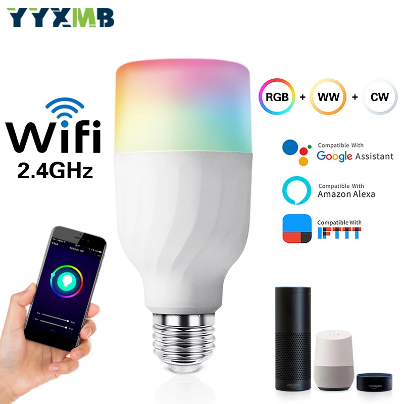 Смарт tuya лампа Wi Fi E27 7 Вт Светильник лампы Совместимость Amazon ECHO/Google Home/IFTTT RGBCW Dimmable