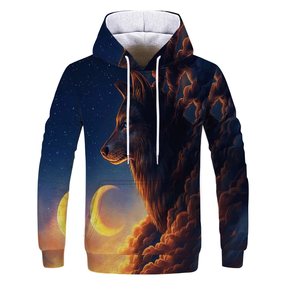 

2019 Best selling fashion male Wolf animal 3D printed hoodie male/female hip hop animal lion tiger design sweatshirt 3D hoodie