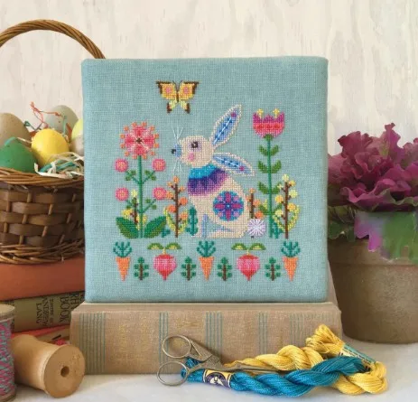 CS-3087 Cross Stitch Kit Flower Garden Bunny Rabbit and Carrots Butterfly