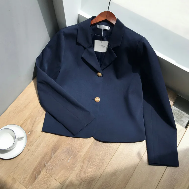 

Zhicongxi INS Korean-style CHIC Simplicity Elegant Solid Color Short-height Two-Button Short Suit Jacket Women's 1680