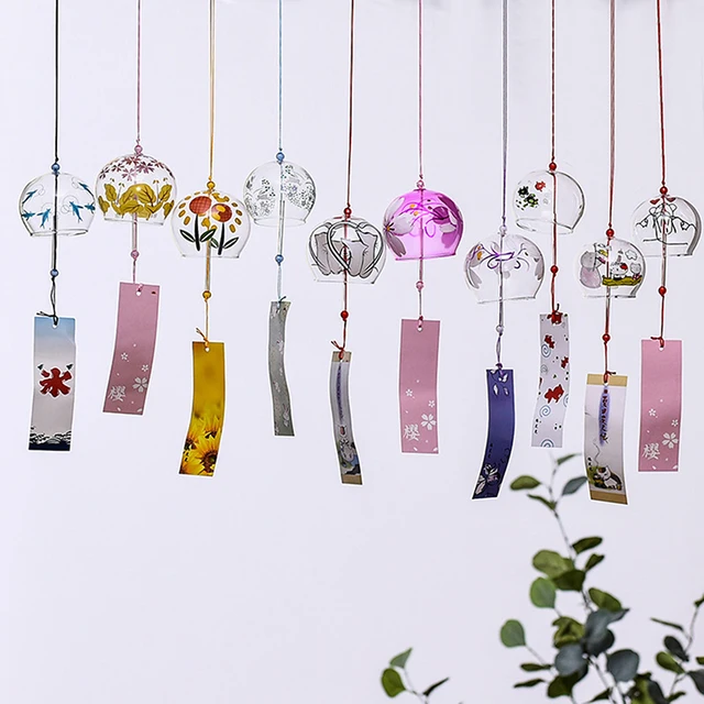 1PC Japanese Wind Bell Japan Wind Chimes Handmade Glass Furin Home Decors Spa Kitchen Office Decor 2