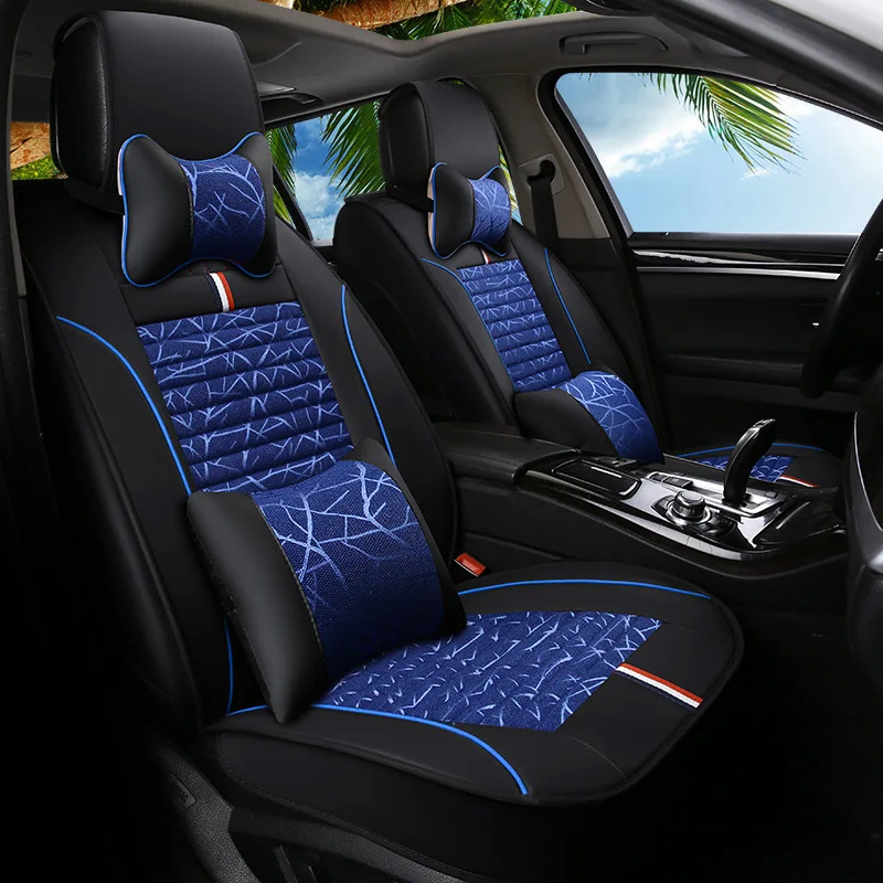 

HLFNTF Fully-enclosed leather plus linen four season For Dodge Challenger Journey Caliber Avenger Charger car seat cushions