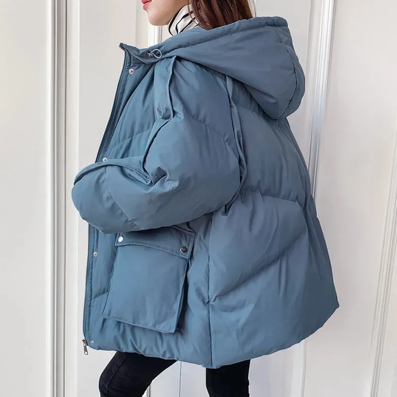 Новинка 2021 короткая зимняя куртка женская теплая пуховая хлопковая с капюшоном