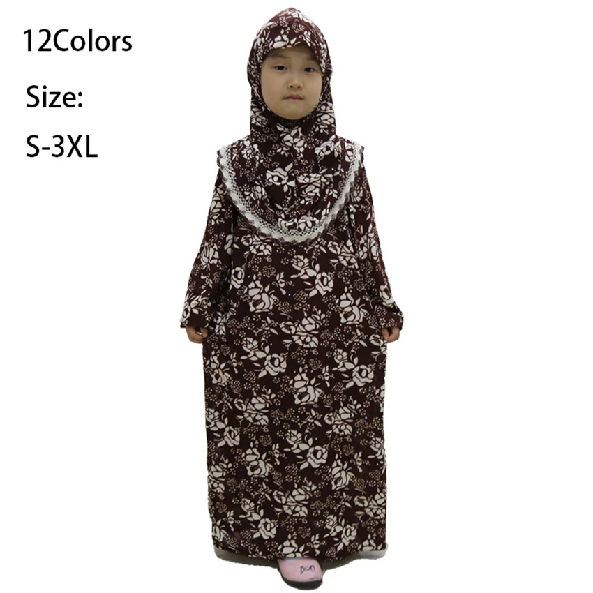 Abaya/12 шт./лот Оптовая продажа Мусульманская одежда новейшего дизайна для девочек