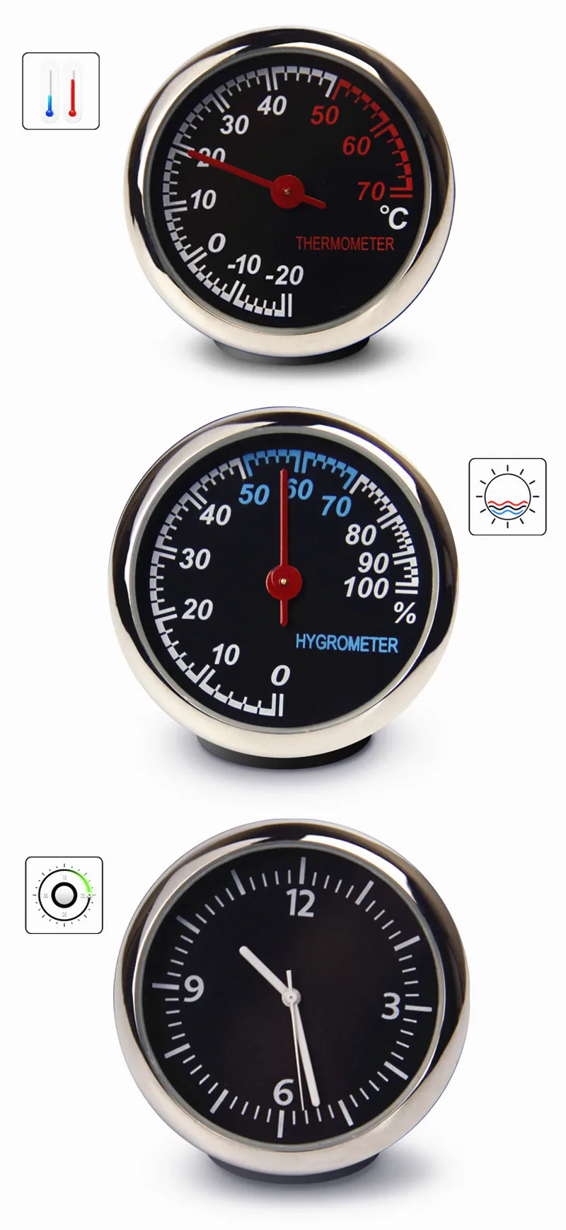 Автомобильные цифровые часы Мини авто часы термометр гигрометр украшение орнамент автомобильные аксессуары клипса кондиционирования воздуха