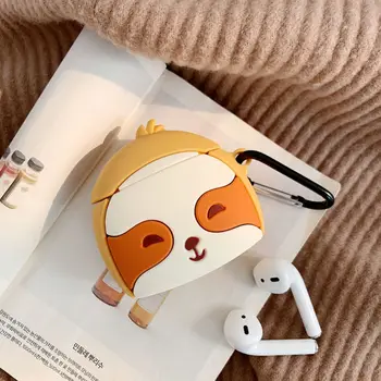 

Cute Pet Animal Protective Cover Silicone Case with Carabiner for Airpods 1/2