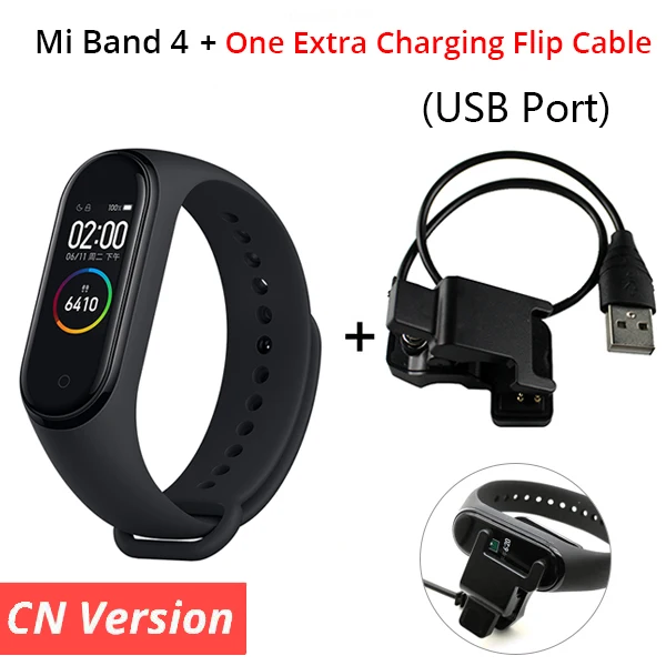 CN n USB Charger Xiaomi mi Band 4 Smart mi band 3 Цвета экран Браслет фитнес-трекер для измерения сердечного ритма Bluetooth 5,0 водонепроницаемый банда4 - Цвет: CN n USB Charger