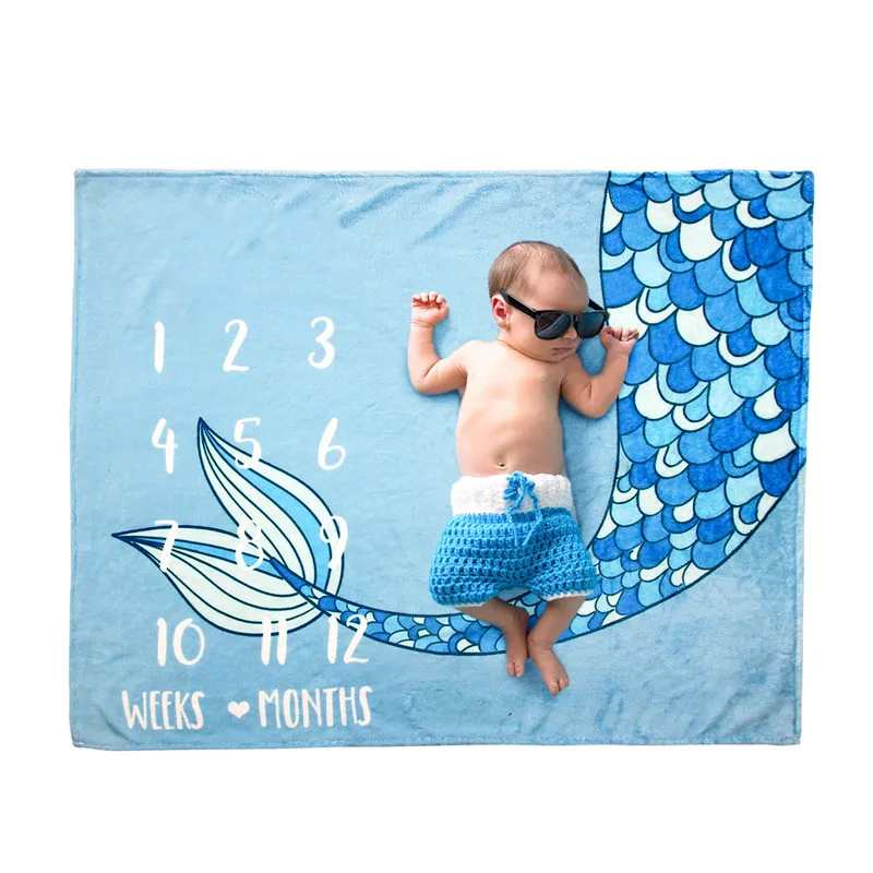 

Newborn Photography Prop Infant Baby Milestone Flannel Blanket 100x75cm Bath Towel Baby Play Mat Carpet Baby Bedding Blanket