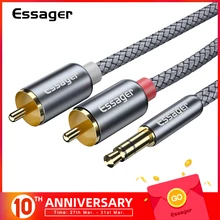 Essager RCA аудио кабель Jack 3,5 до 2 RCA кабель 3,5 мм разъем для 2RCA сплиттер папа-папа Aux кабель для ТВ ПК усилители DVD динамик провод(China)