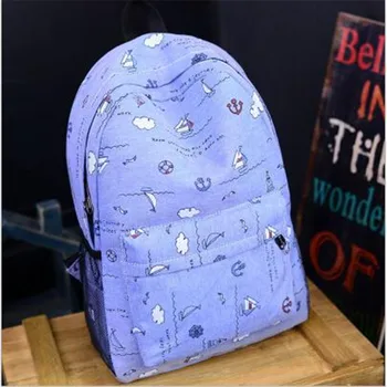 

2020 New Women Large-capacity Small Fresh And Simple Student Schoolbag Small Sailing Canvas Backpack