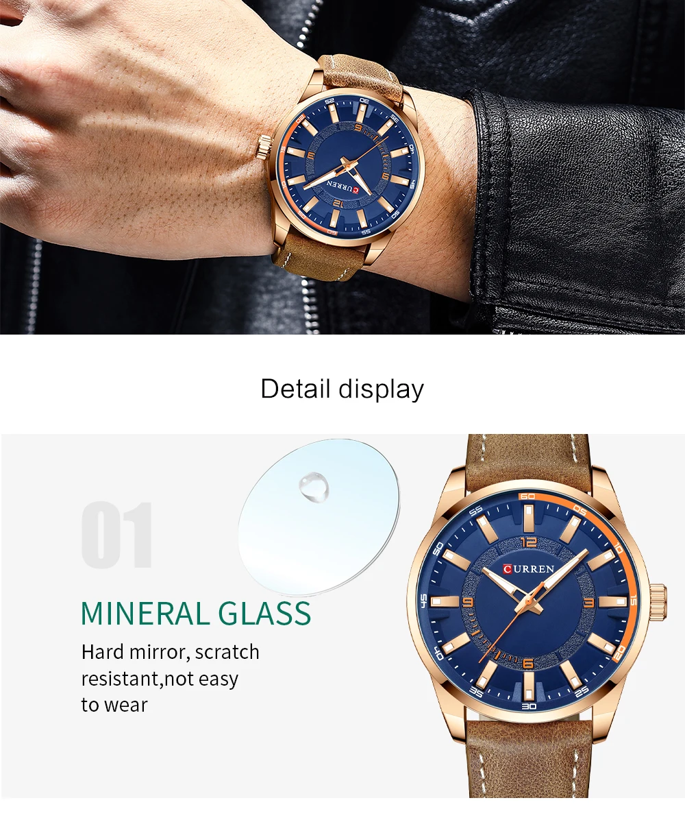 Herren Schwarz Casual Leder Quarz Einfache Kreative Uhr Geeignet für_voghion.com