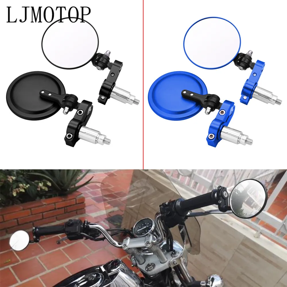For Kawasaki KLZ1000 Versys Z400 W800 Cafe KX 65 85 125 250 Universal Motorcycle Handle Mirror Aluminum Bar End Rearview Mirrors