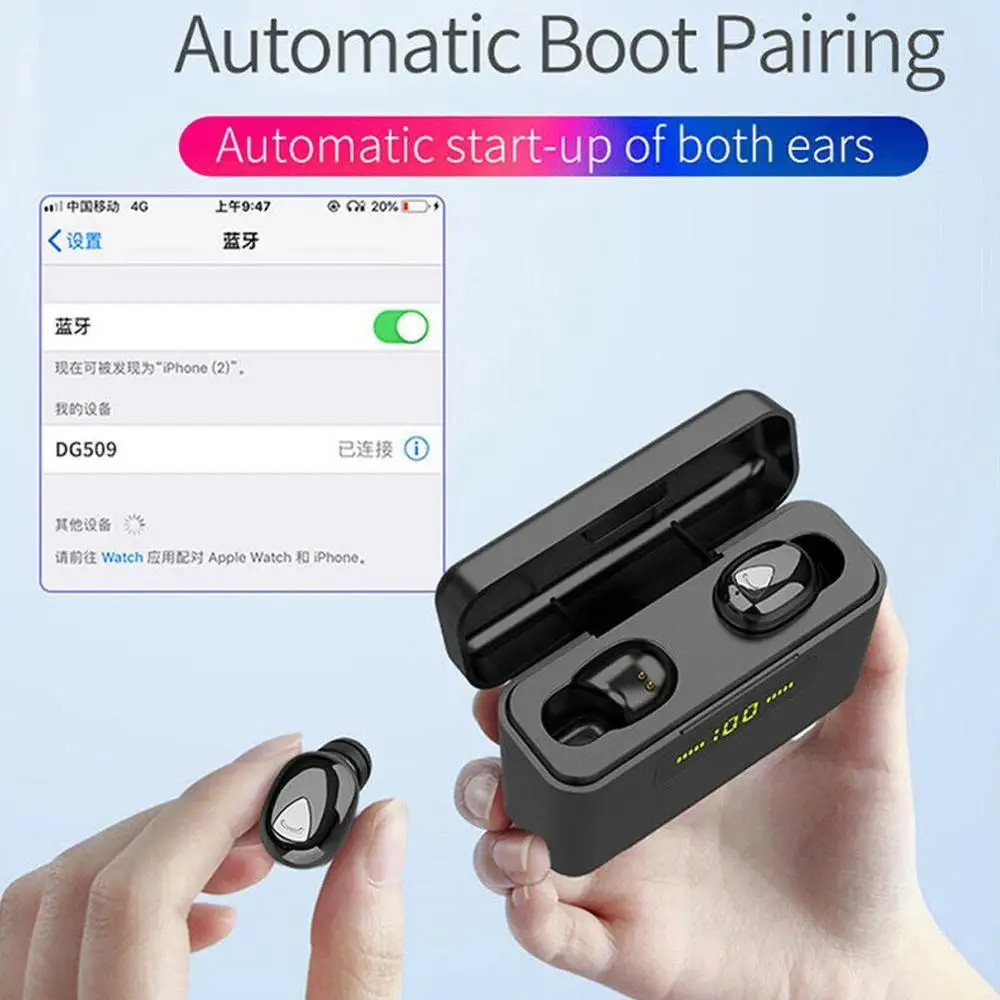 X9s TWS Bluetooth наушники 9D светодиодный стерео беспроводные наушники мини-гарнитура водонепроницаемые наушники с микрофоном для смартфонов Xiaomi