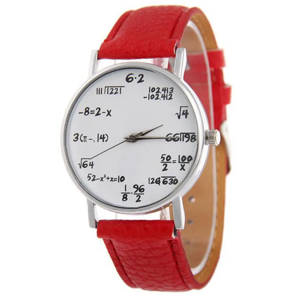 Vansvar модные повседневные женские кожаные кварцевые часы с математическими символами женские наручные часы Relogio женский браслет часы - Цвет: red