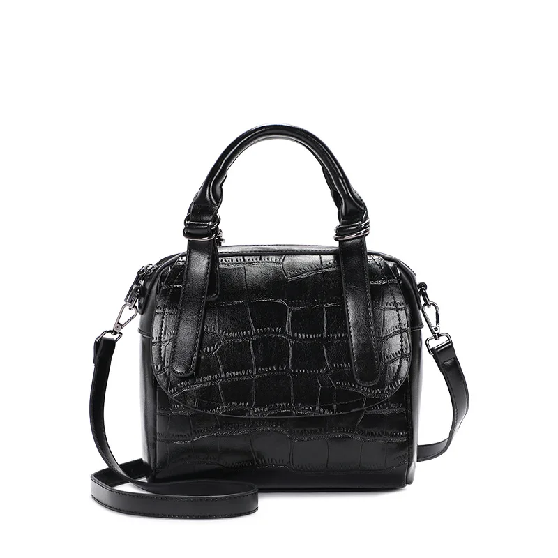 New Women's Bag Crocodile Pattern Female Shoulder Bag Shoulder Diagonal Bag, Shoulder Bag Shoulder Bag - Цвет: Черный