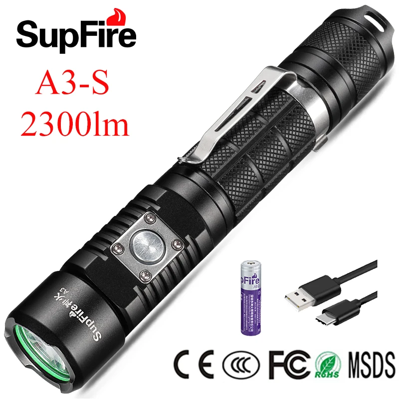 Supfire Flashlight Linterna LED USB Torch Lanterna Bicycle Flash Light 18650 Hand Latarka 2300lm A3 for Sofirn Convoy Hand Light
Supfire Flashlight Linterna LED USB Torch Lanterna Bicycle Flash Light 18650 Hand Latarka 2300lm A3 for Sofirn Convoy Hand Light