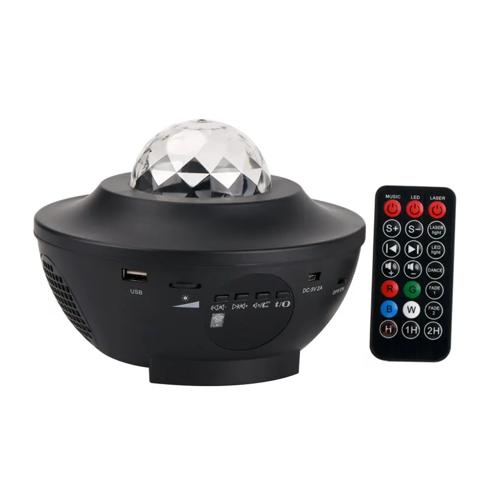 

Led Music Star Projector Lamp / Usb Cable Wireless Sound Control Laser Light Starry Water Pattern Flame Lamp