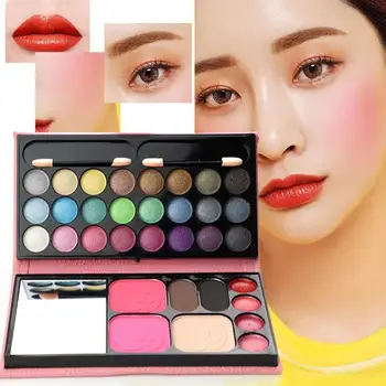 

Eye Makeup Set 24 Color Shimmer Eyeshadow Palette + Blusher + 4 Color Lipstick + Eyebrow Powder + Bronzer Contour Shadow Kit