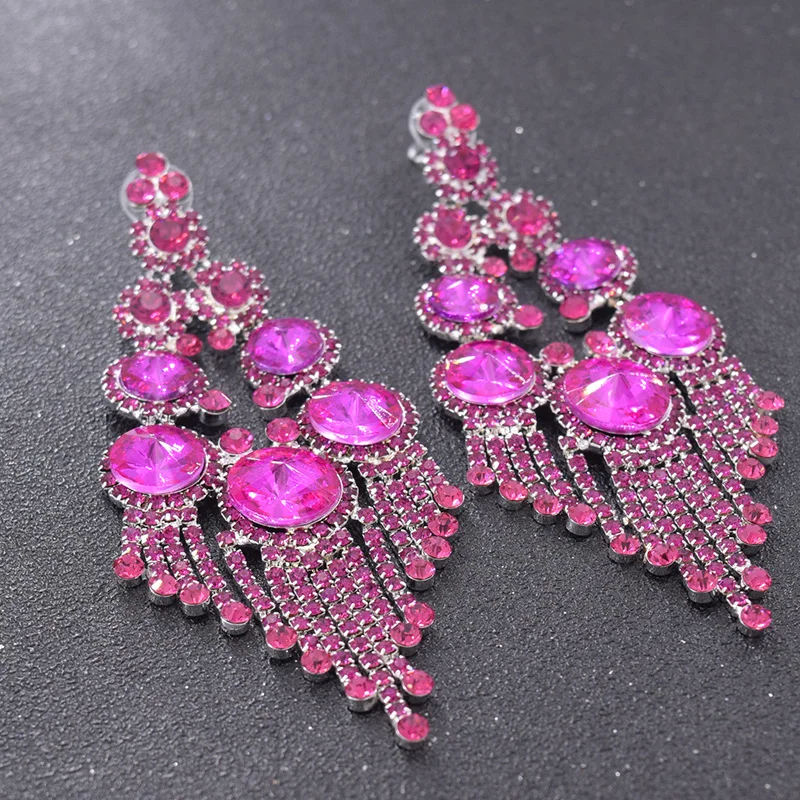 rhinestones tassel drop earring for womens (7)