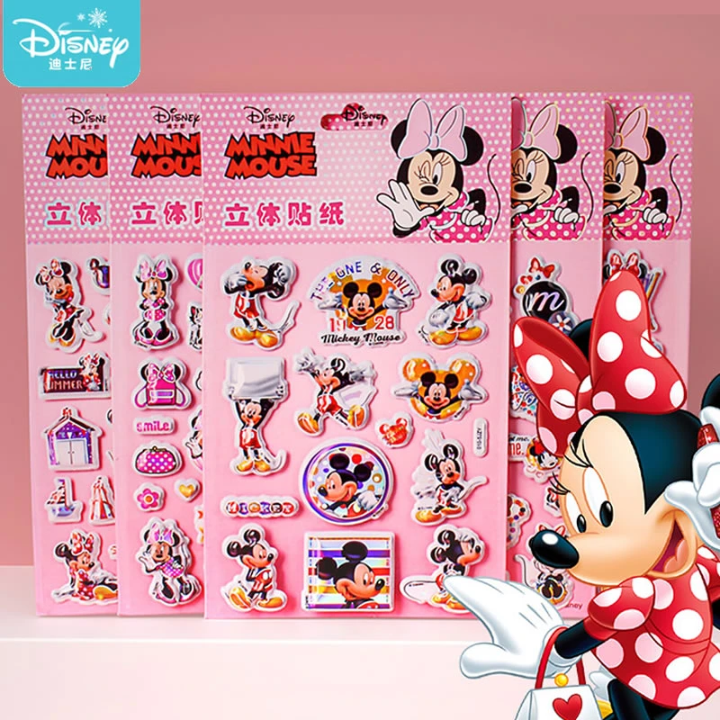 Disney Minnie Mickey 3d Puffy Bubble Stickers Anime Cartoon Scrapbooking Cup Waterproof Sticker Boy Girl Kid Teacher Reward Gift Stickers Aliexpress