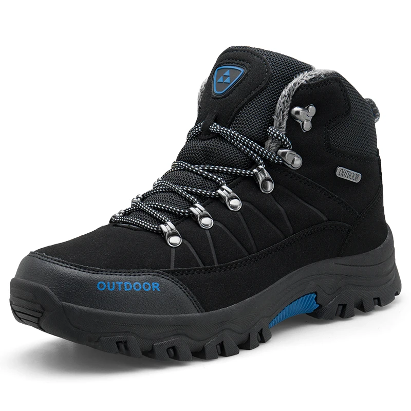 Охотничьи ботинки зимние кроссовки зимняя мужская теплая обувь из хлопка зимние большие размеры 46 Мужская горная Прогулка Спортивная обувь - Цвет: Black