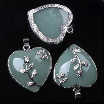 

Wholesales 12 pcs Onyx Necklace Earring Pendant Love heart natural stone pendant Hollow out Olive branch Crystal Making Jewelry