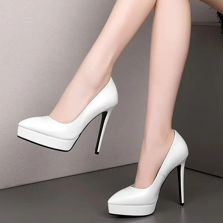 

10 cm spring and autumn water table high heels first layer leather shoes new