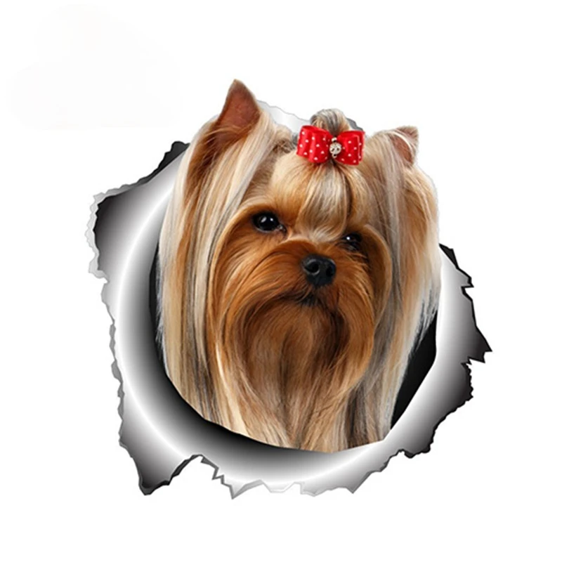 3D Yorkshire Terrier Adesivo In Vinile Decalcomania Strappata Adesivi Per Auto Animali Paraurti Per Finestra Pet Dog Car Styling Jdm Van Deco Meterial