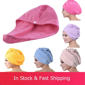 

1PCS 5 Colors Super Absorbent Soft Dry Hair Cap Microfiber Thick Towel Cap Long Hair Quick-drying Shower Caps Bathroom Products