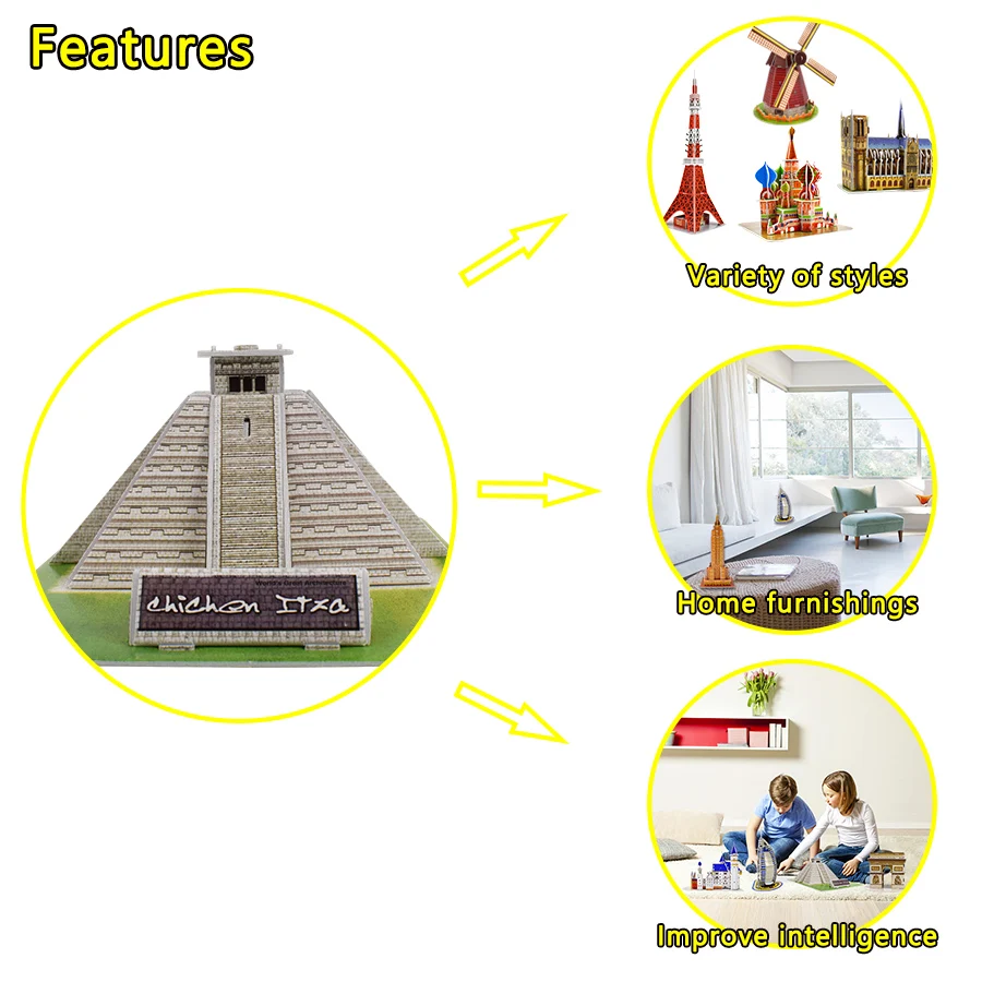 Mayan Пирамида 3D головоломка DIY Сборные модельные игрушки для детей путешествия сувенир мировая архитектура Развивающий пазл игрушка детский подарок
