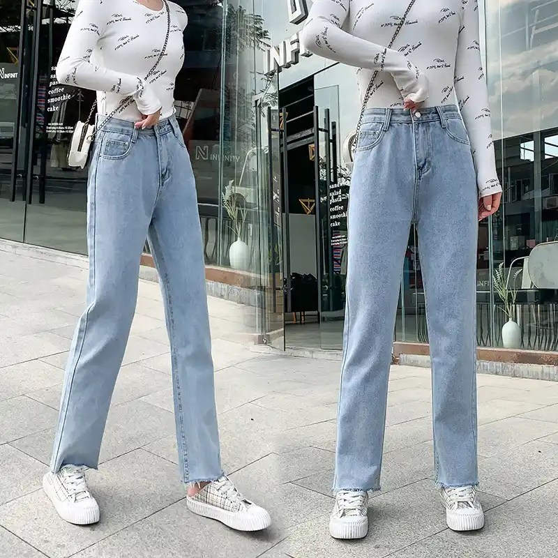 high waisted straight leg jeans plus size