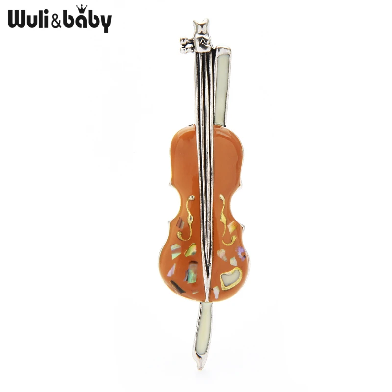 

Wuli&baby Enamel Violin Musical Brooch Pins New Year Gift Music Fan Brooches Tin Alloy Badge 2021 Fashion Jewelry Accessories