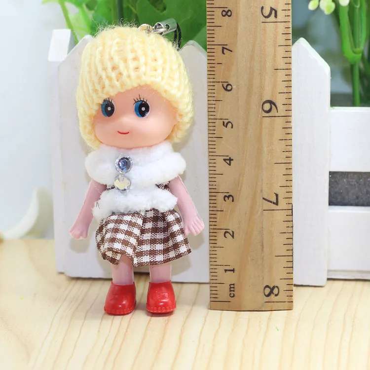 5 Pcs Kids Mini Doll Toys for Girls 8 Cm Cute Soft Plush Skirt Dolls Mobile Phone Pendant Bag Decoration Random Color - 5