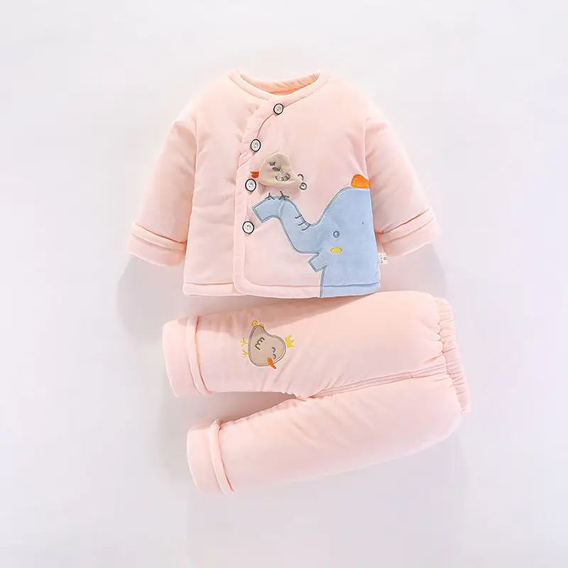 Зимняя одежда для малышей; детский зимний комбинезон; хлопковое пальто; куртка; детская одежда; пуховик для младенцев; теплая верхняя одежда для новорожденных мальчиков и девочек - Цвет: pink elephant