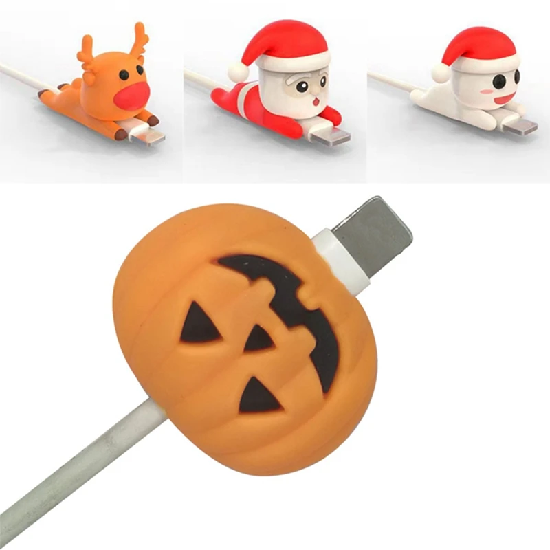 

Christmas Snowman Charger Cable Winder Protective Case Saver Data Line Protector Earphone Cord Protection Sleeve Wire Cover