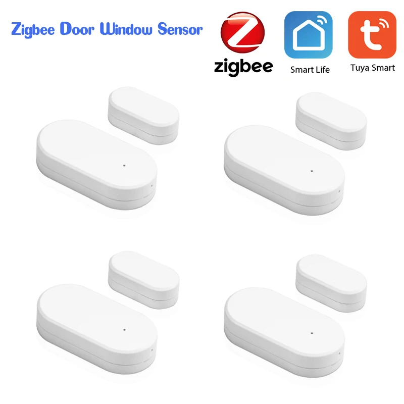 Tuya Zigbee-Sensor de ventana de puerta de garaje magnético, sistema de alarma, Detector de apertura/cierre