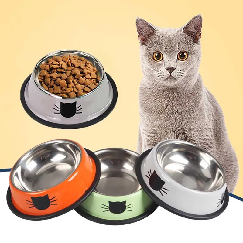 

cat feeder food stainless stee dispenser bowl with stand Prevent breakage Can store things Easy to clean Suitable pet eat drink