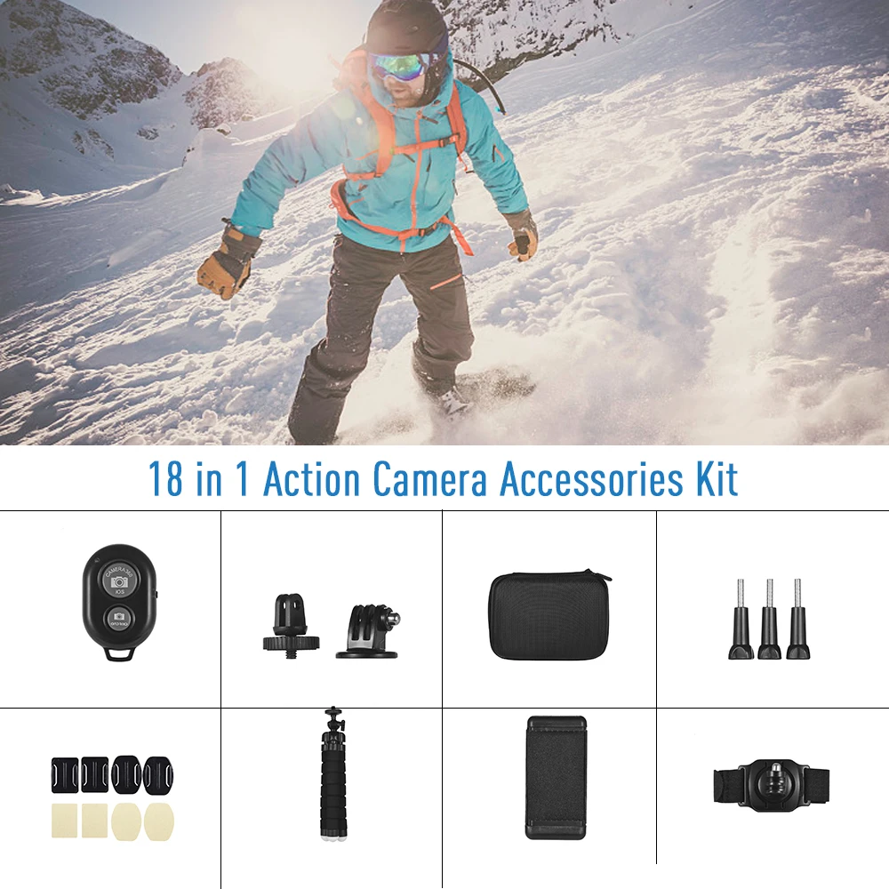 Andoer 18в1 аксессуары для GoPro Xiaomi Yi для AKASO SJCAM Apeman Dragon Touch аксессуары для спортивной экшн-камеры