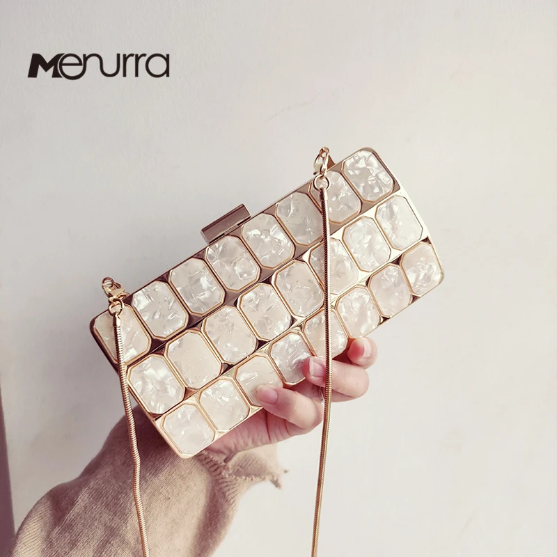Women evening bag acrylic marble handbags glitter party clutch luxury square party wedding casual vintage box clutch