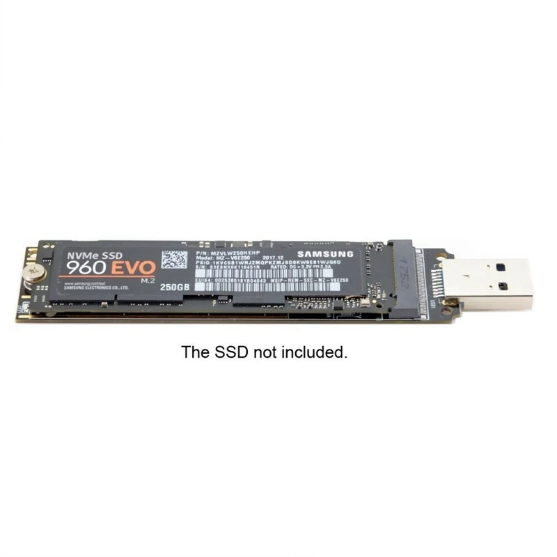 

M.2 Nvme Ssd To Usb Adapter, M.2 Ssd To Type a Card, High Performance 10Gbps Usb 3.1 Gen 2 Bridge Chip, Use As Portable Ssd, U